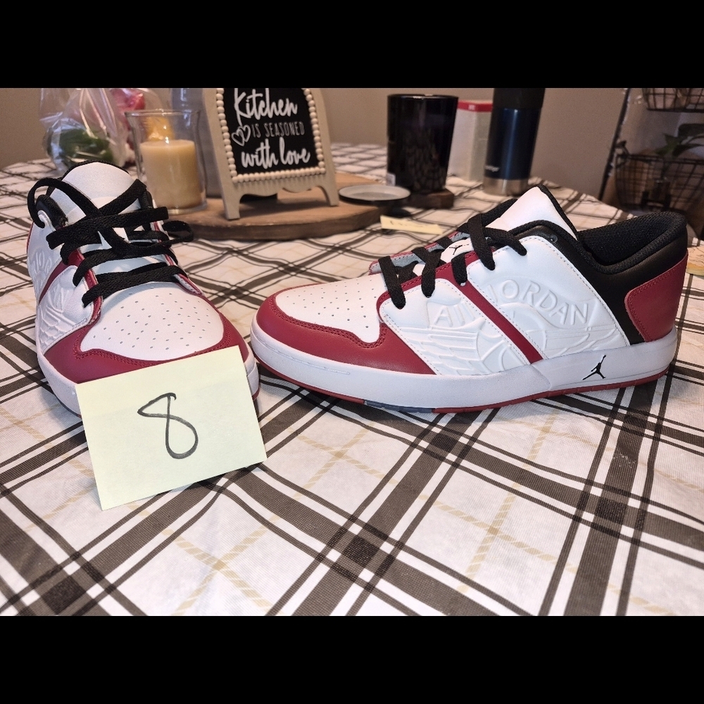 Jordan Mens Sneakers in Red, White, and Black